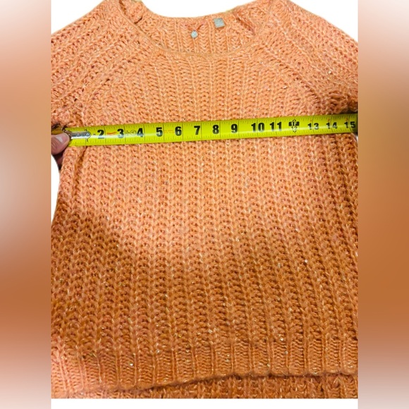 Anthropologie KNITTED & KNOTTED Sunstitch Pullover Sweater Peach XS EUC - Picture 9 of 13